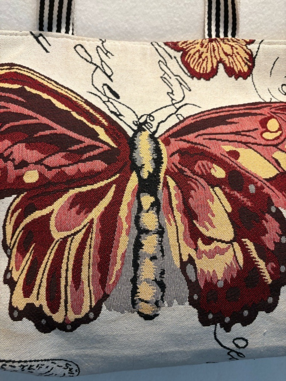Canvas Tapestry Butterfly Tote - Picture 2 of 4